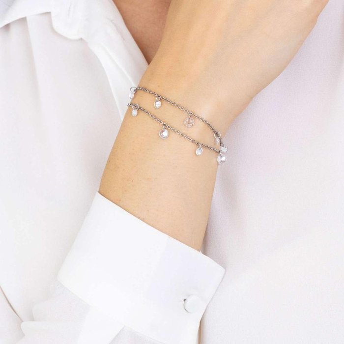 Bracciale in acciaio con cristalli bianchi
