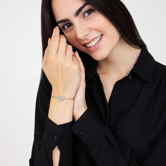 Bracciale in acciaio con farfalla