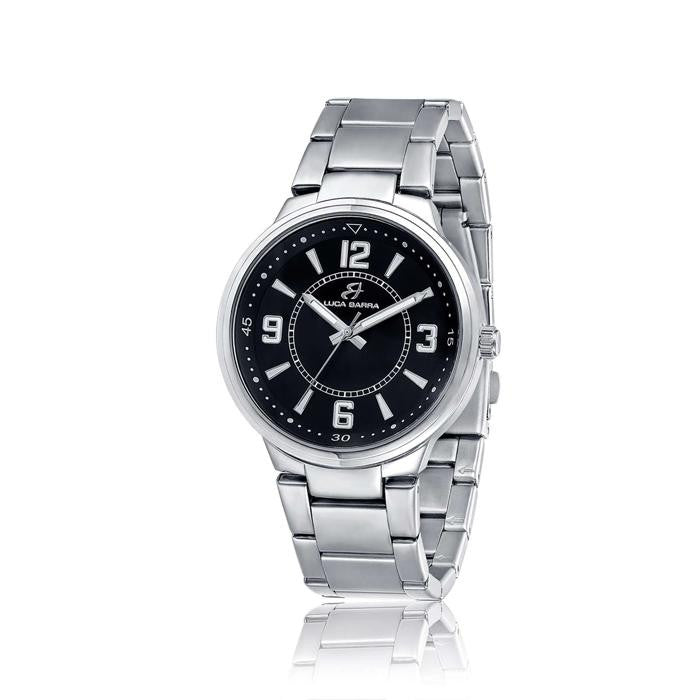 Orologio Con Cassa In Acciaio Quandrante Nero Bracciale In Acciaio