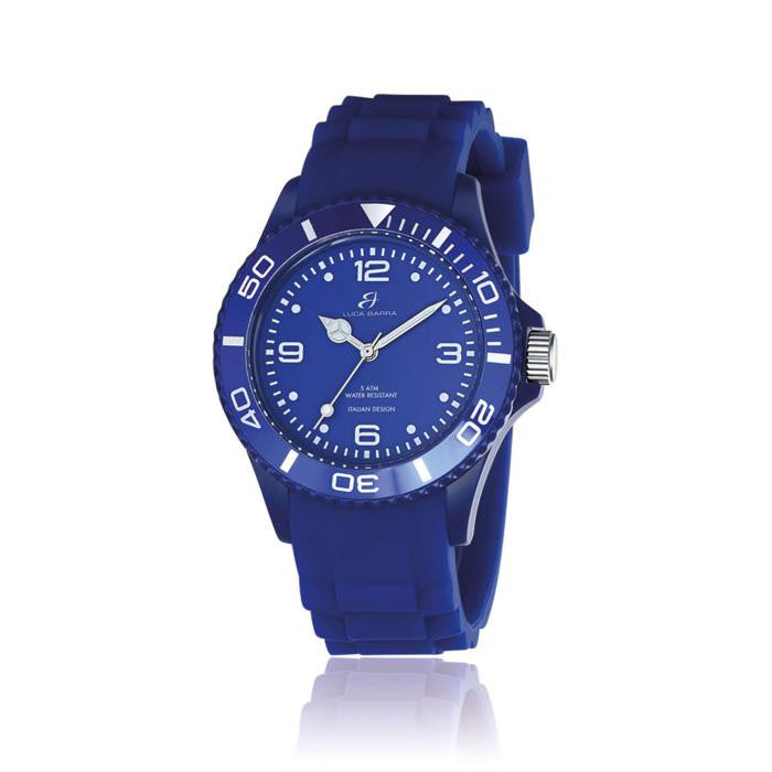 Orologio In Silicone Blu Quadrante Blu Ghiera Blu
