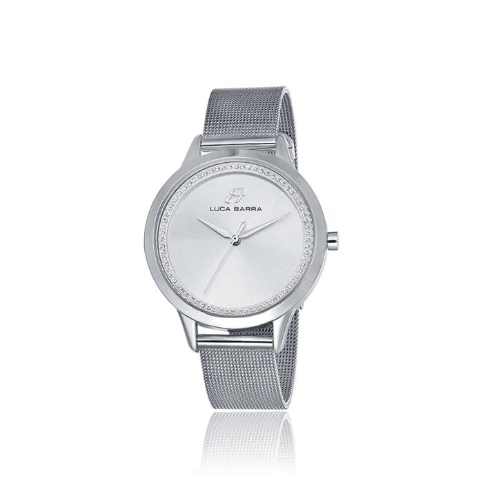 Orologio Con Cassa Bracciale E Quadrante In Acciaio Con Cristalli Bianchi