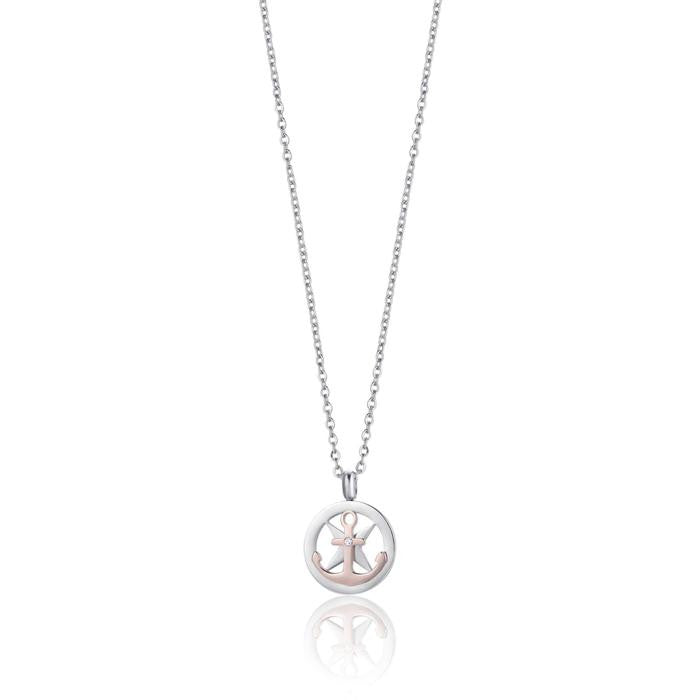 Collana in acciaio con ancora ip rose