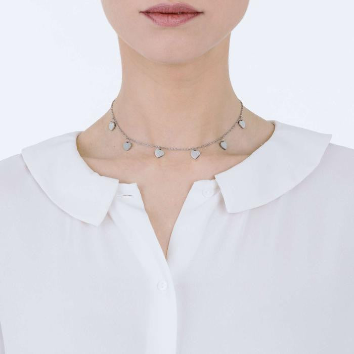 Collana In Acciaio Con Cuori