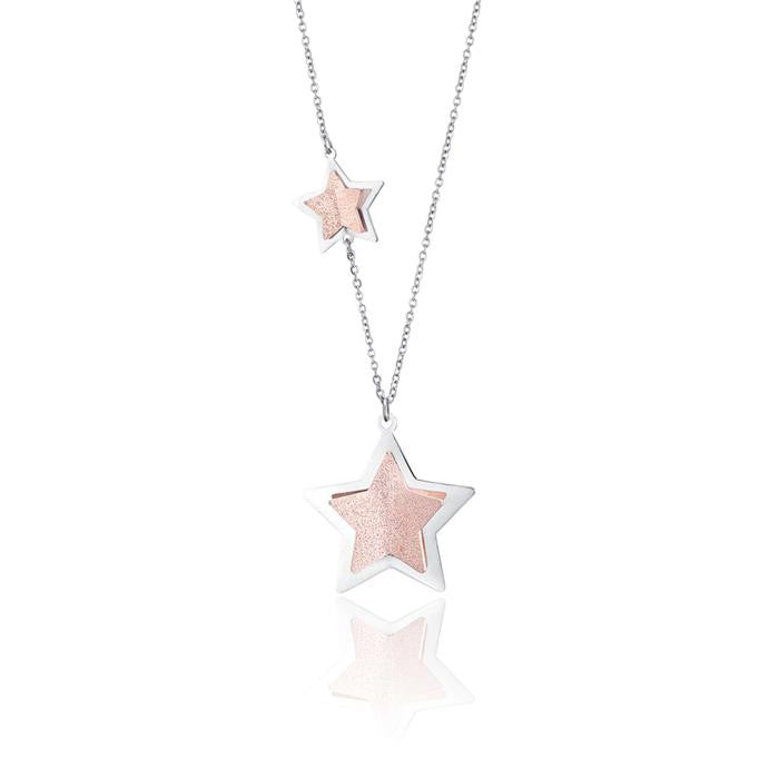 Collana In Acciaio Con Stelle E Glitter Ip Rose