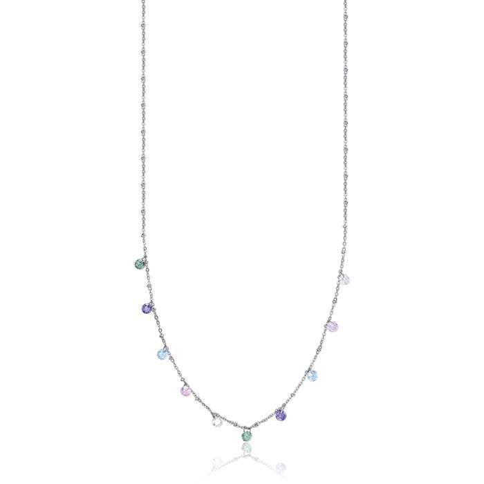 Collana In Acciaio Con Cristalli Multicolor