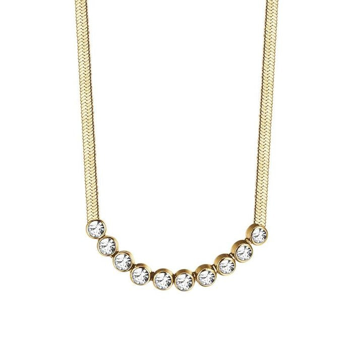 Collana in acciaio ip gold con pietre bianche