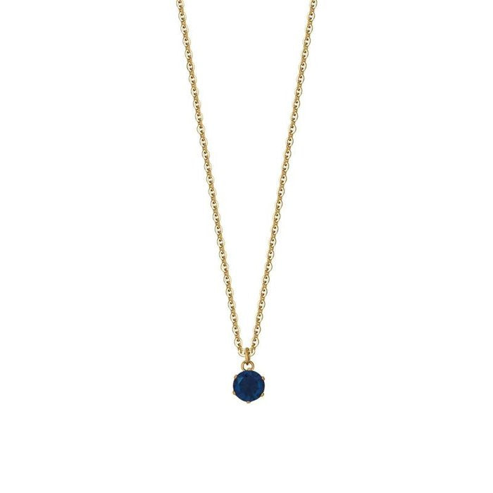 Collana in acciaio ip gold con cristallo blu