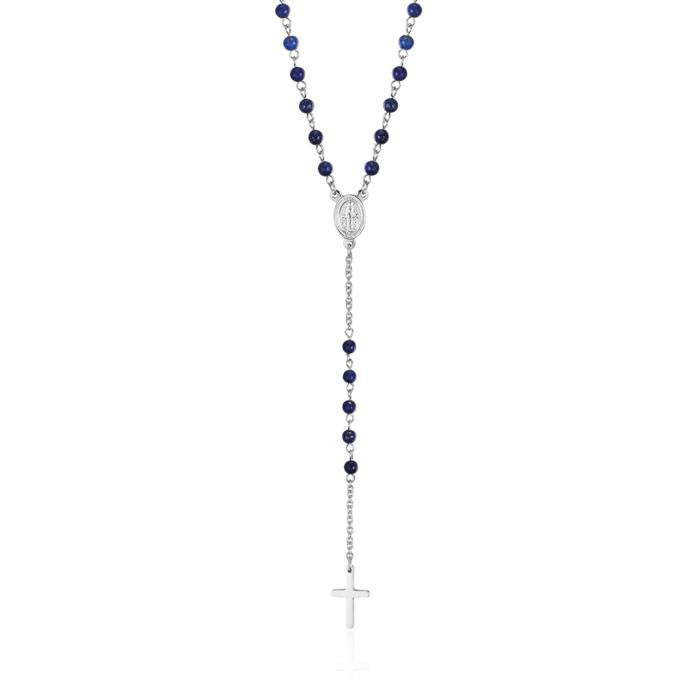 Collana Rosario In Acciaio Con Pietre Lapis