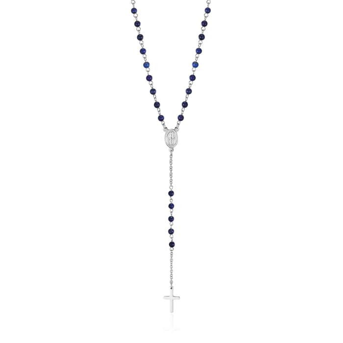 Collana Rosario In Acciaio Con Pietre Lapis