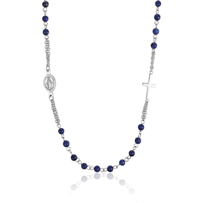 Collana Rosario In Acciaio Con Pietre Lapis
