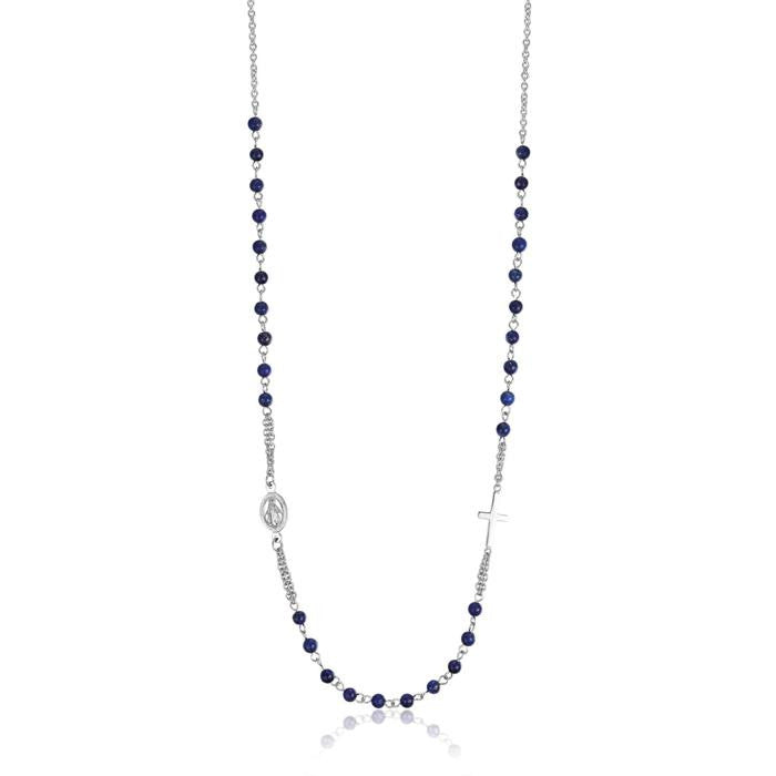 Collana Rosario In Acciaio Con Pietre Lapis