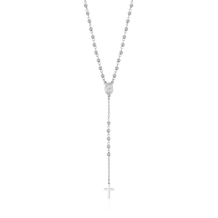 Collana Rosario In Acciaio Con Sfere In Acciaio