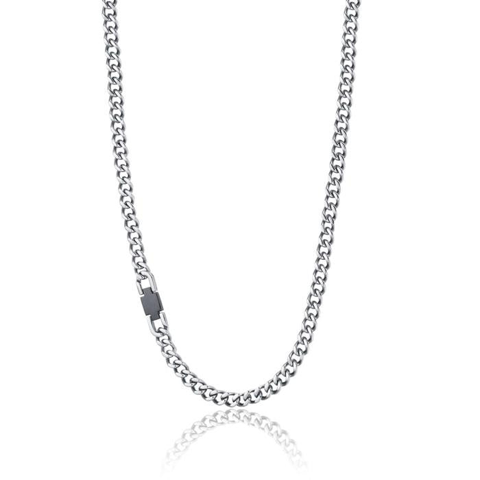 Collana In Acciaio Con Elemento In Acciaio Ip Nero