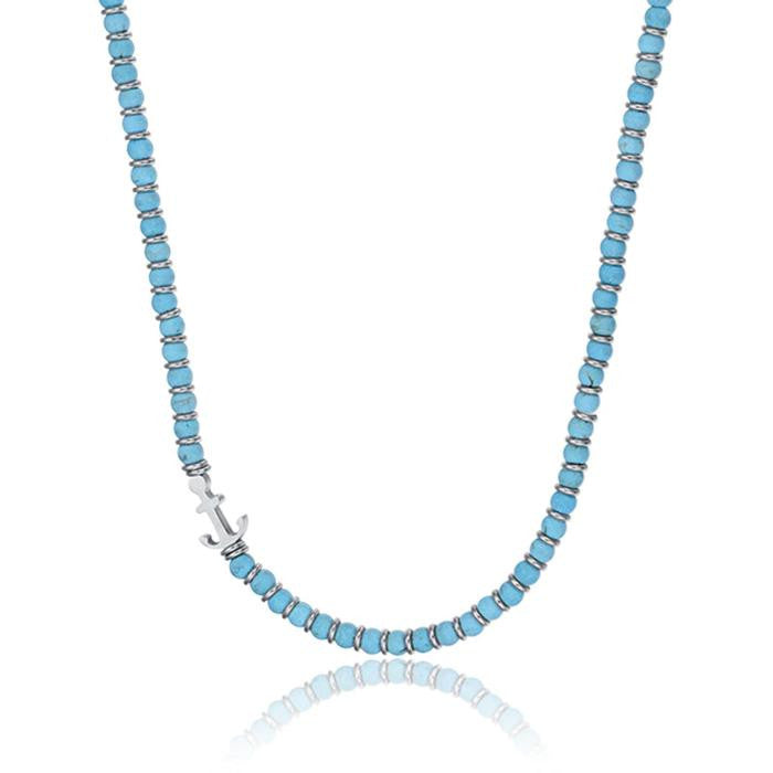 Collana In Acciaio Con Pietre Turchesi