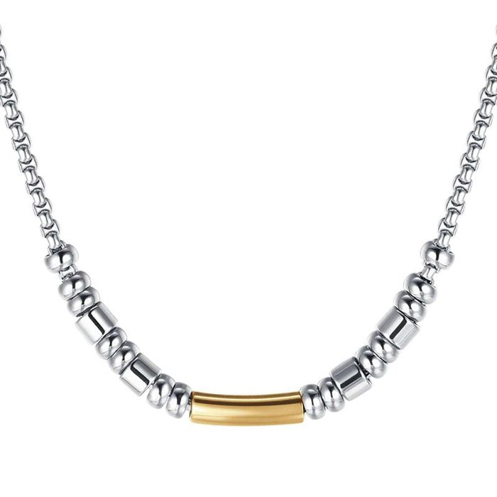 Collana in acciaio con elemento ip gold