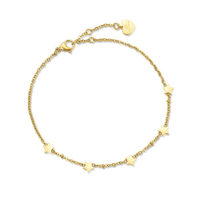 Cavigliera In Acciaio Ip Gold Con Stelle
