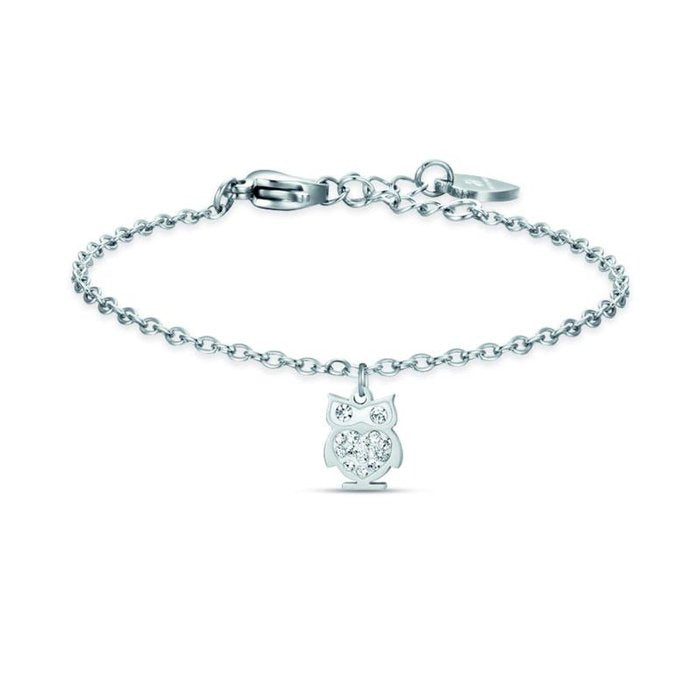 Bracciale Junior in acciaio con gufo pendente