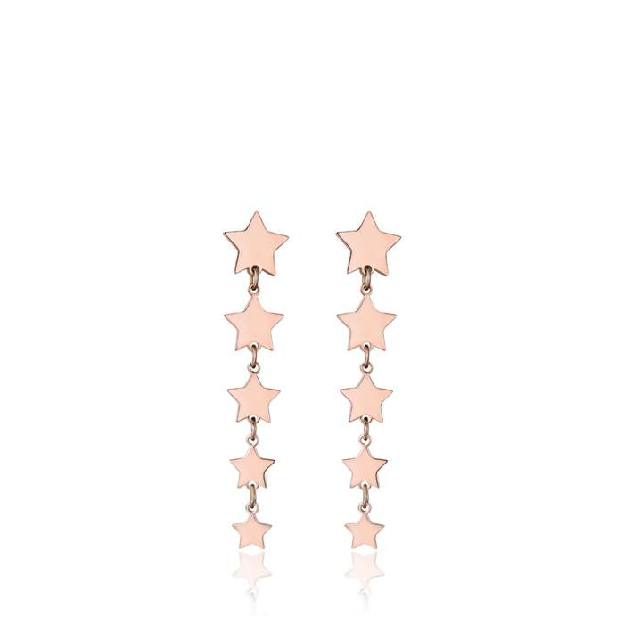 Orecchini In Acciaio Ip Rose Con Stelle Ip Rose
