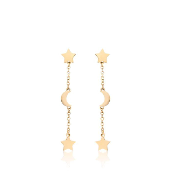 Orecchini In Acciaio Ip Gold Con Stelle E Lune