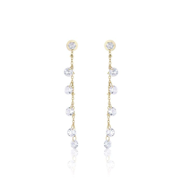Orecchini In Acciaio Ip Gold Con Cristalli Bianchi
