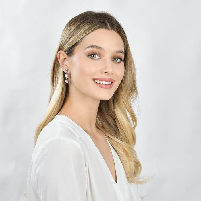 ORECCHINI DONNA IN ACCIAIO CON CRISTALLI BIANCHI