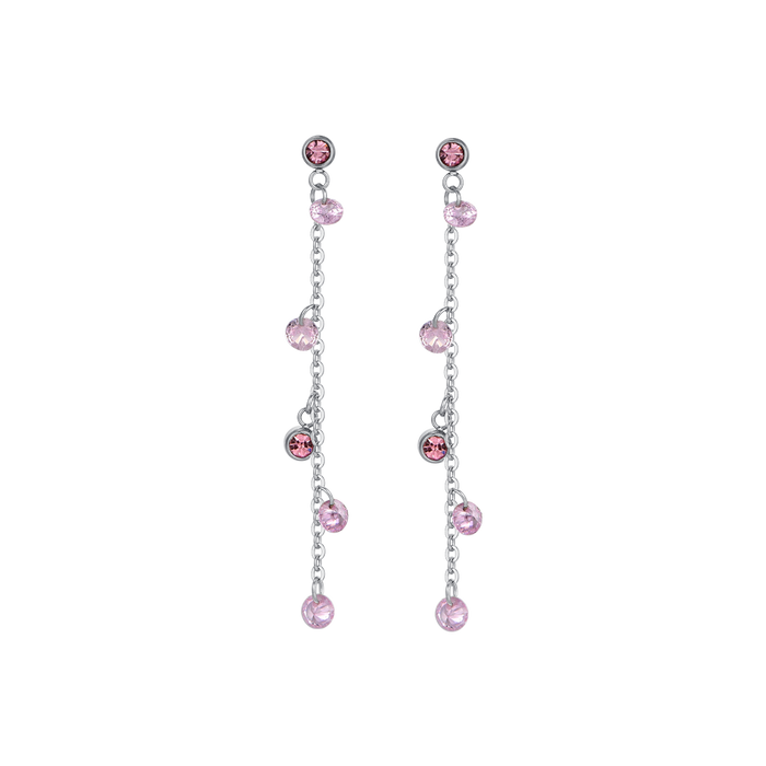 ORECCHINI DONNA IN ACCIAIO CRISTALLI ROSA