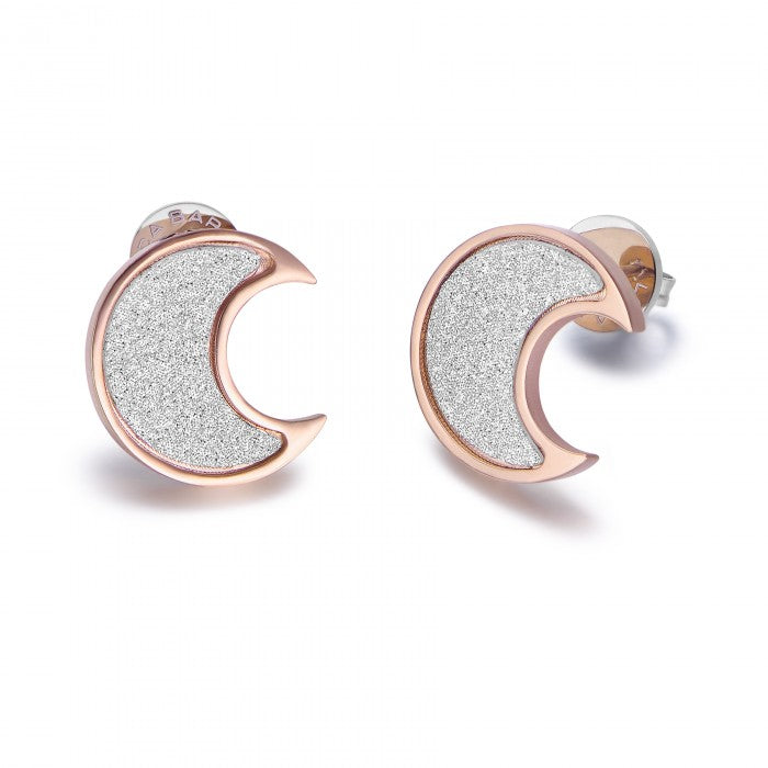 Orecchini luna rosè con glitter