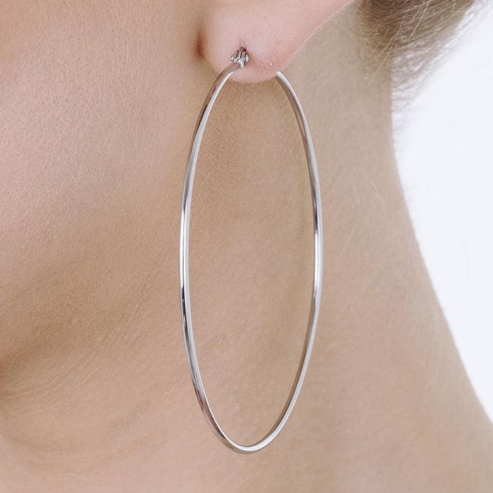 ORECCHINI DONNA CERCHIO IN ACCIAIO DIAMETRO 63 MM