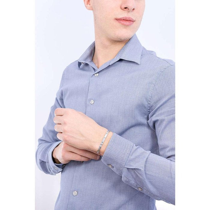 Bracciale central maglie rigate strass neri