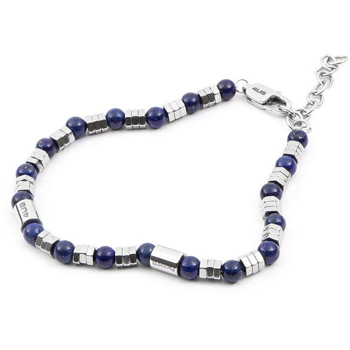 Bracciale acciaio e perle blu