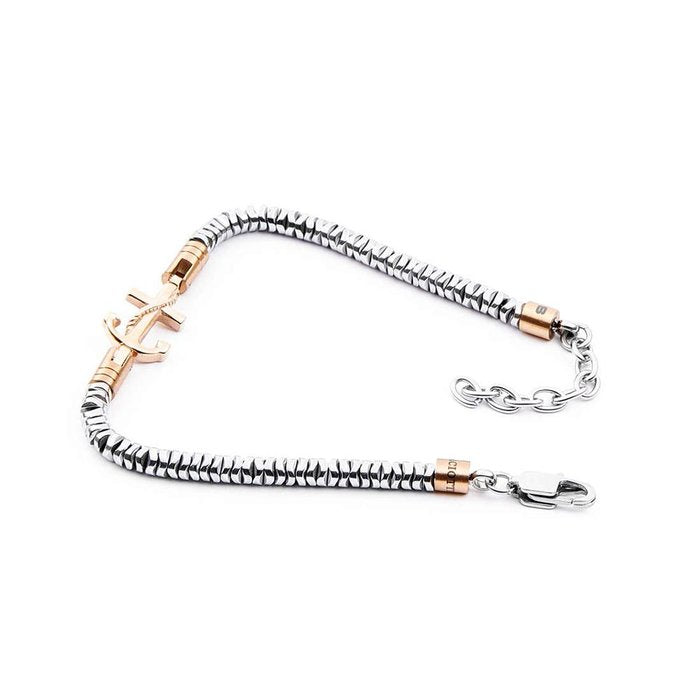 Bracciale acciaio serpente con ancora rosè