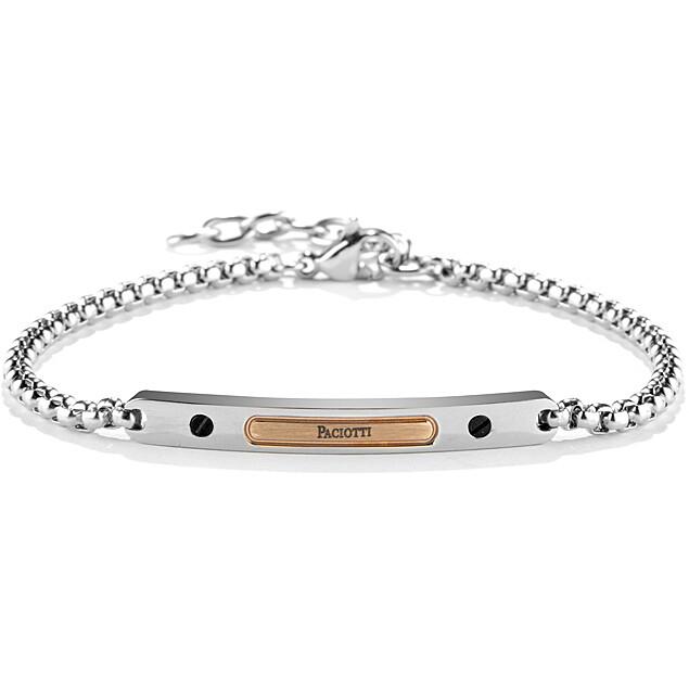 Bracciale acciaio targa pvd nero rosè