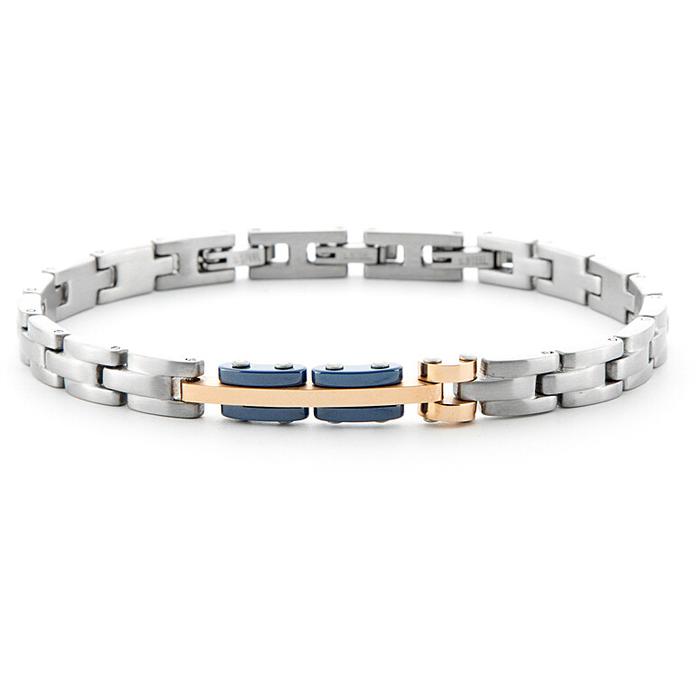 Bracciale ceramica blu pvd rosè