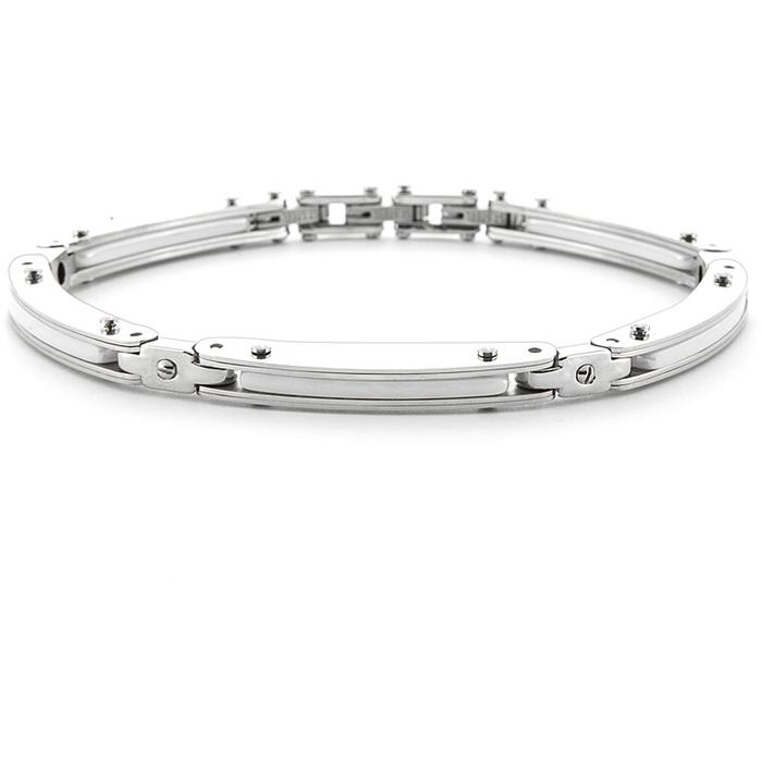 Bracciale acciaio ceramica bianca