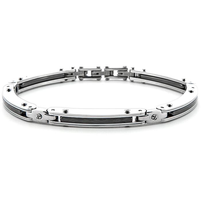 Bracciale acciaio ceramica nera