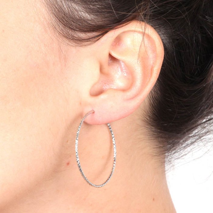 Orecchini in Argento 925  a cerchio con cristalli