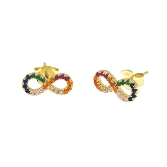 Orecchini in Argento 925 a lobo a forma di infinito con zirconi colorati