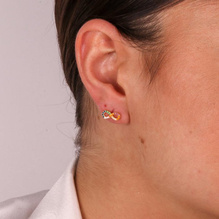 Orecchini in Argento 925 a lobo a forma di infinito con zirconi colorati