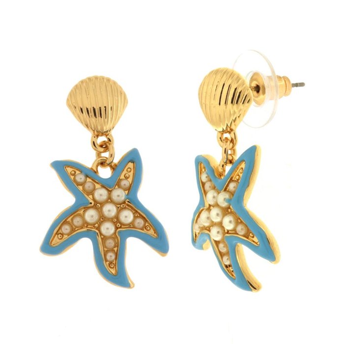 Orecchini in Metallo con stelle marine azzurre
