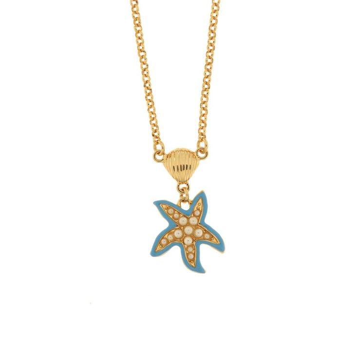 Collana in Metallo con stella marina azzurra