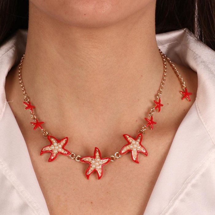 Collana in Metallo con stelle marine rosse