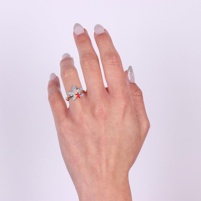 Anello in Metallo con stelle marine colroate