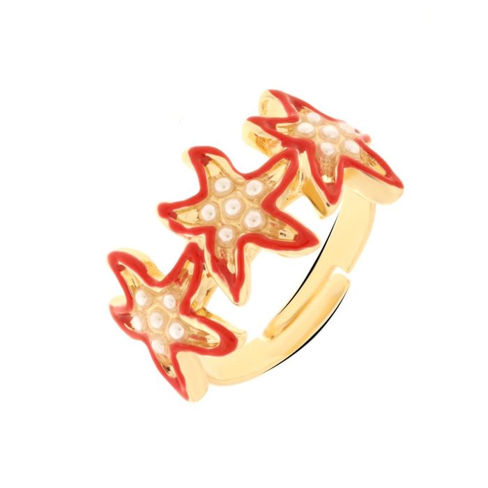 Anello in Metallo con stelle marine rosse
