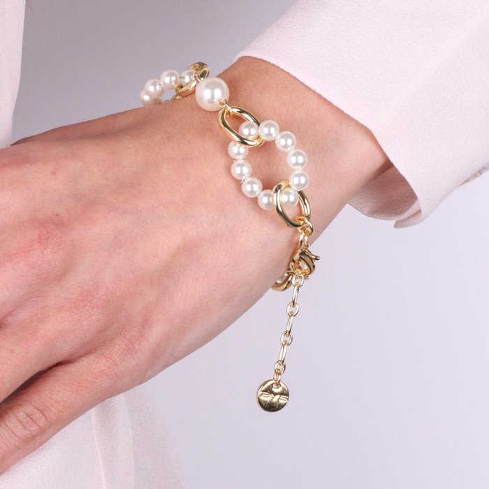 Bracciale in Metallo con perle a cerchio intrecciate