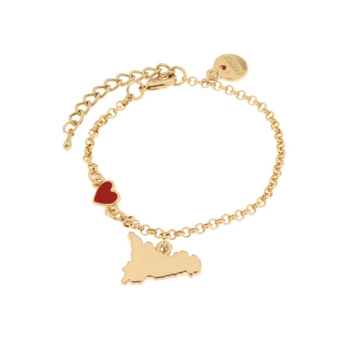 Bracciale in Metallo con cuoricino e simbolo Sicilia pendente