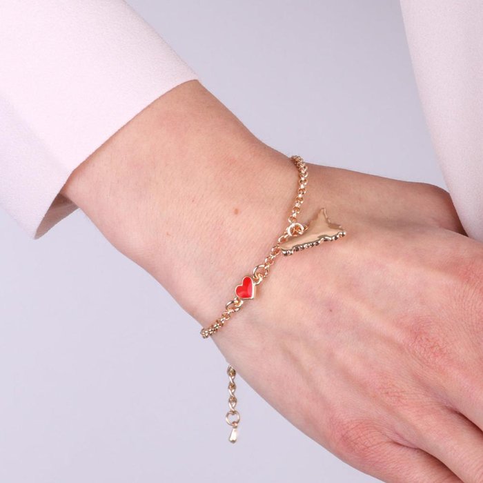 Bracciale in Metallo con cuoricino e simbolo Sicilia pendente