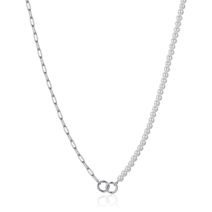 COLLANA DONNA IN ACCIAIO CON PERLE BIANCHE