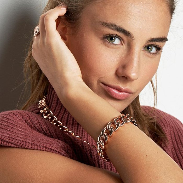 Bracciale Groumette in bronzo dorato rosa