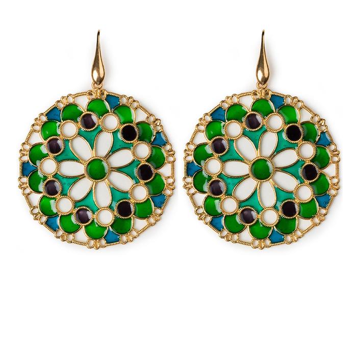 Orecchini Merletti Tondi Verde