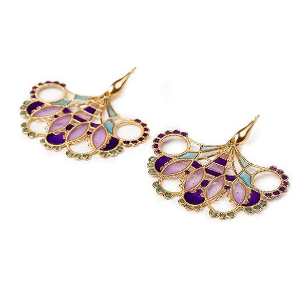 Orecchini Merletti Ventaglio Viola